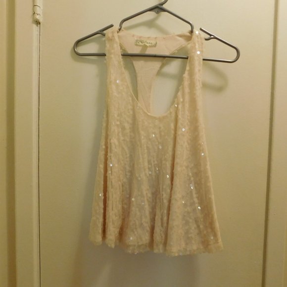 Sequin Racer back Tank Cream - Picture 5 of 5